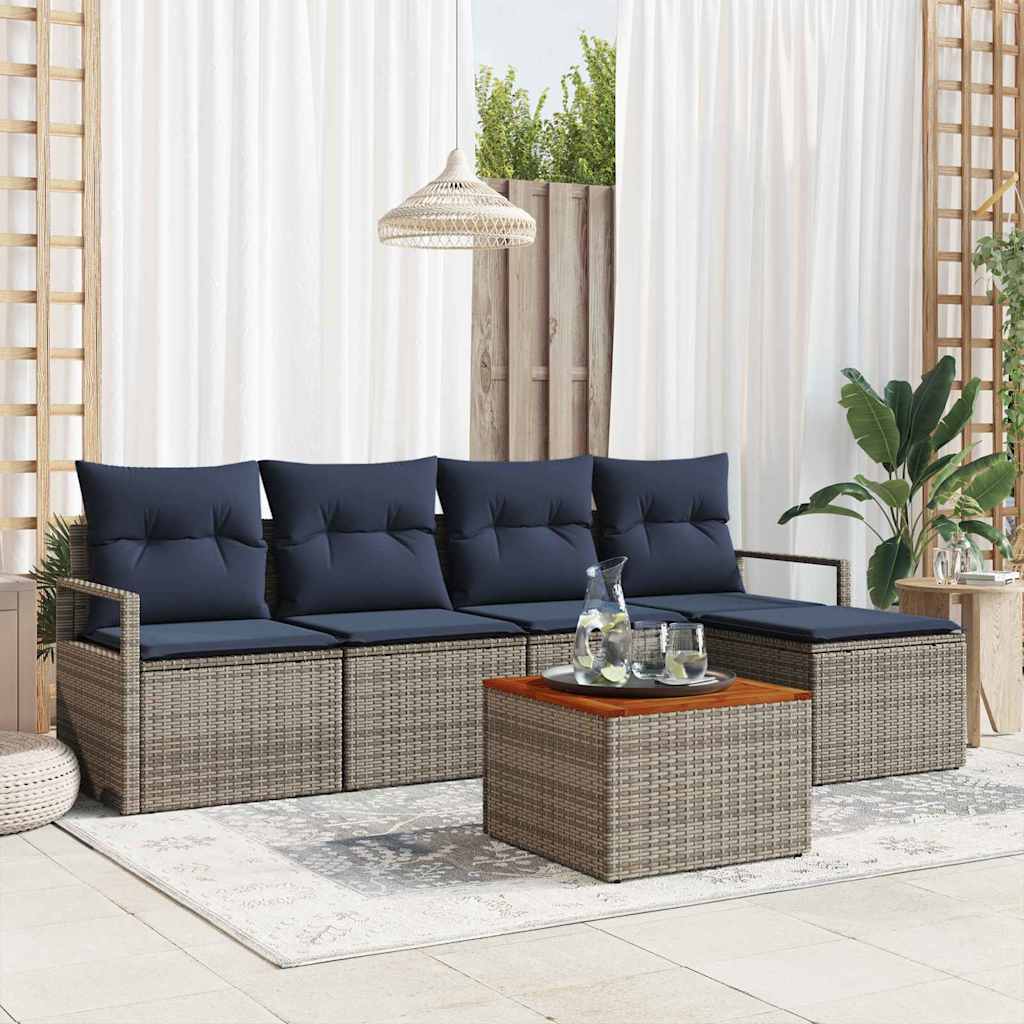 Gartensofa-set 6 stk. Grau Poly-Rattan