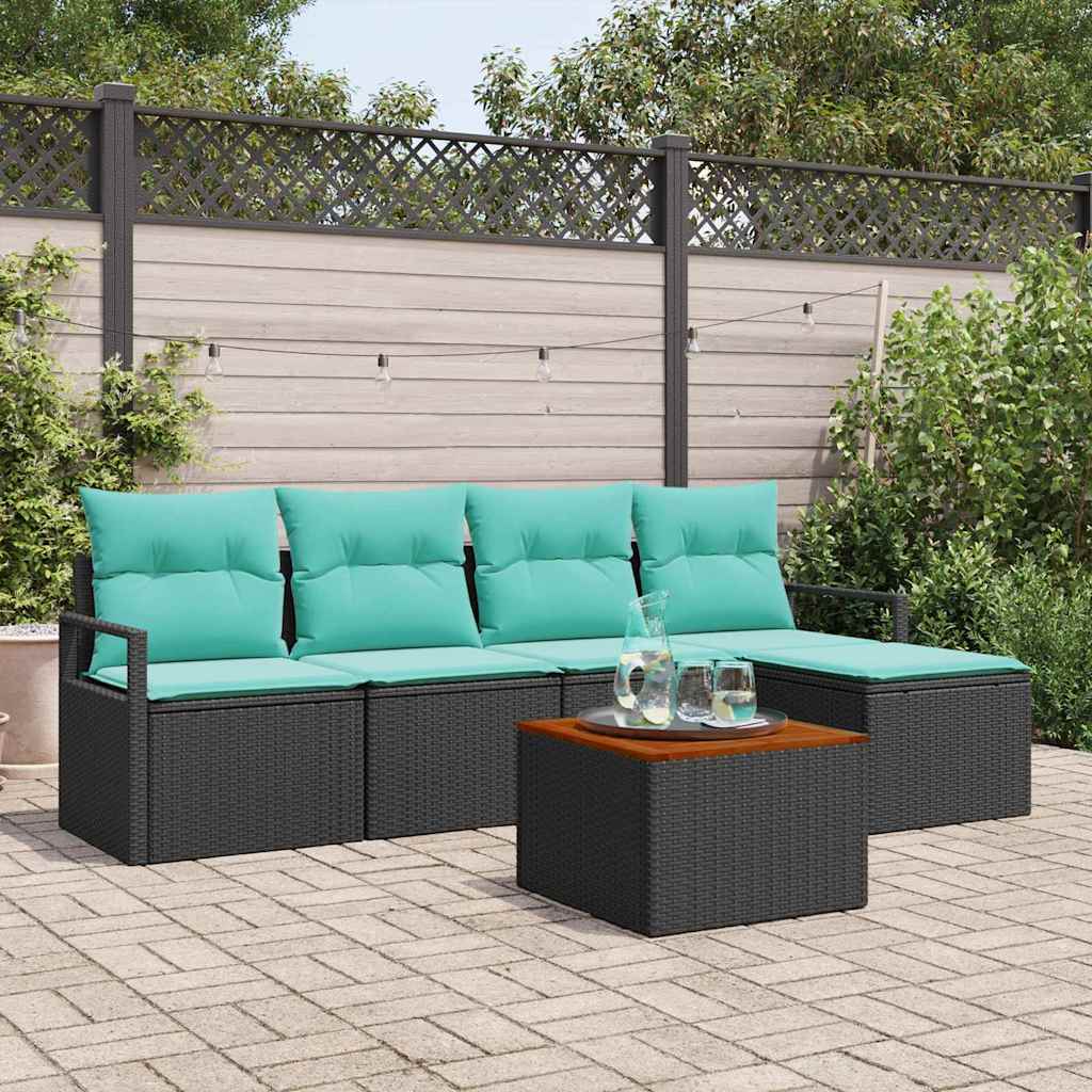 Gartensofa-set 6 stk. Schwarz Poly-Rattan