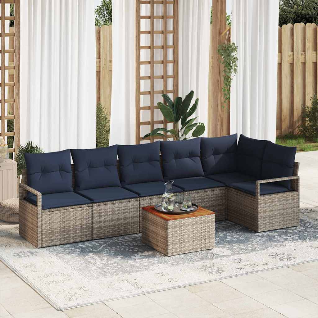 Gartensofa-set 7 stk. Grau Poly-Rattan