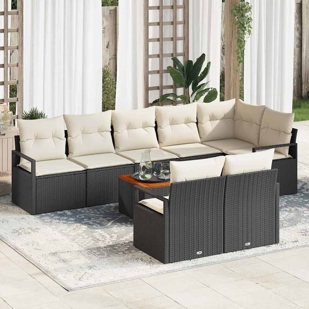 Gartensofa-set 9 stk. Schwarz Poly-Rattan