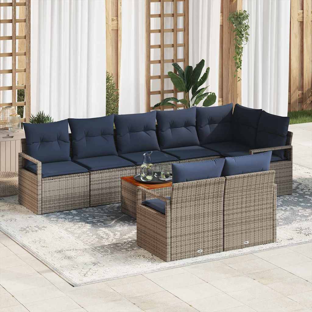 Gartensofa-set 9 stk. Grau Poly-Rattan