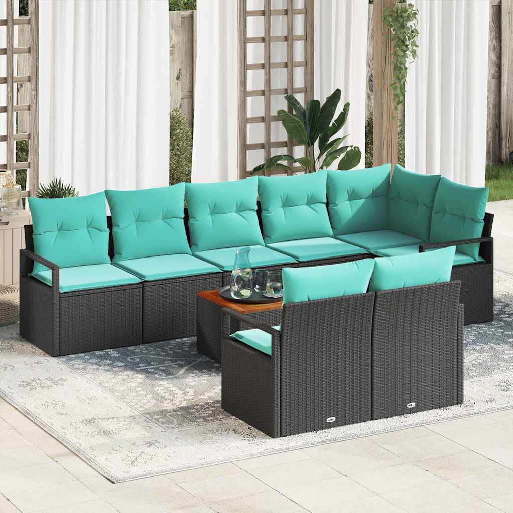 Gartensofa-set 9 stk. Schwarz Poly-Rattan