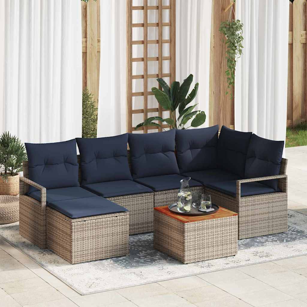 Gartensofa-set 7 stk. Grau Poly-Rattan