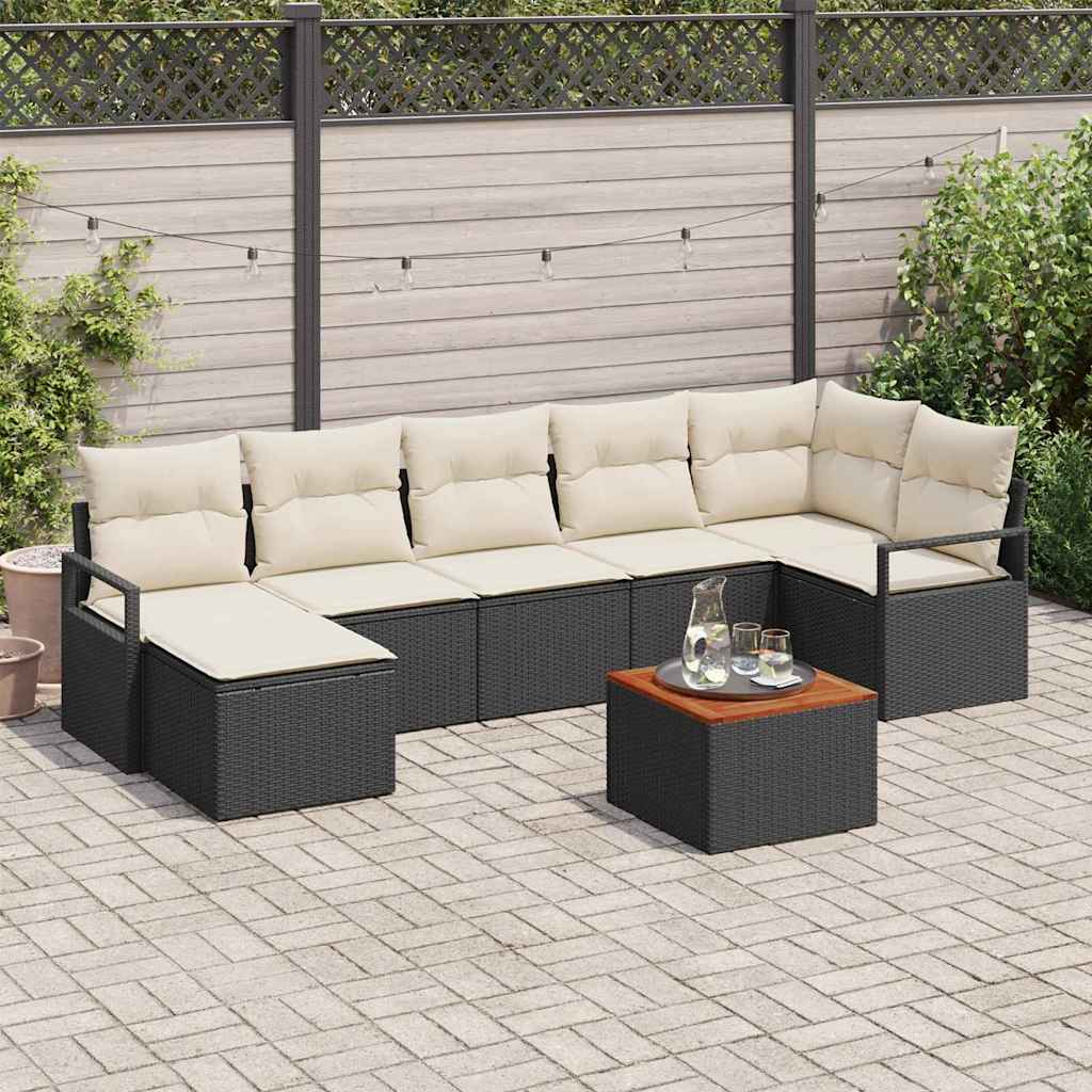 Gartensofa-set 8 stk. Schwarz Poly-Rattan