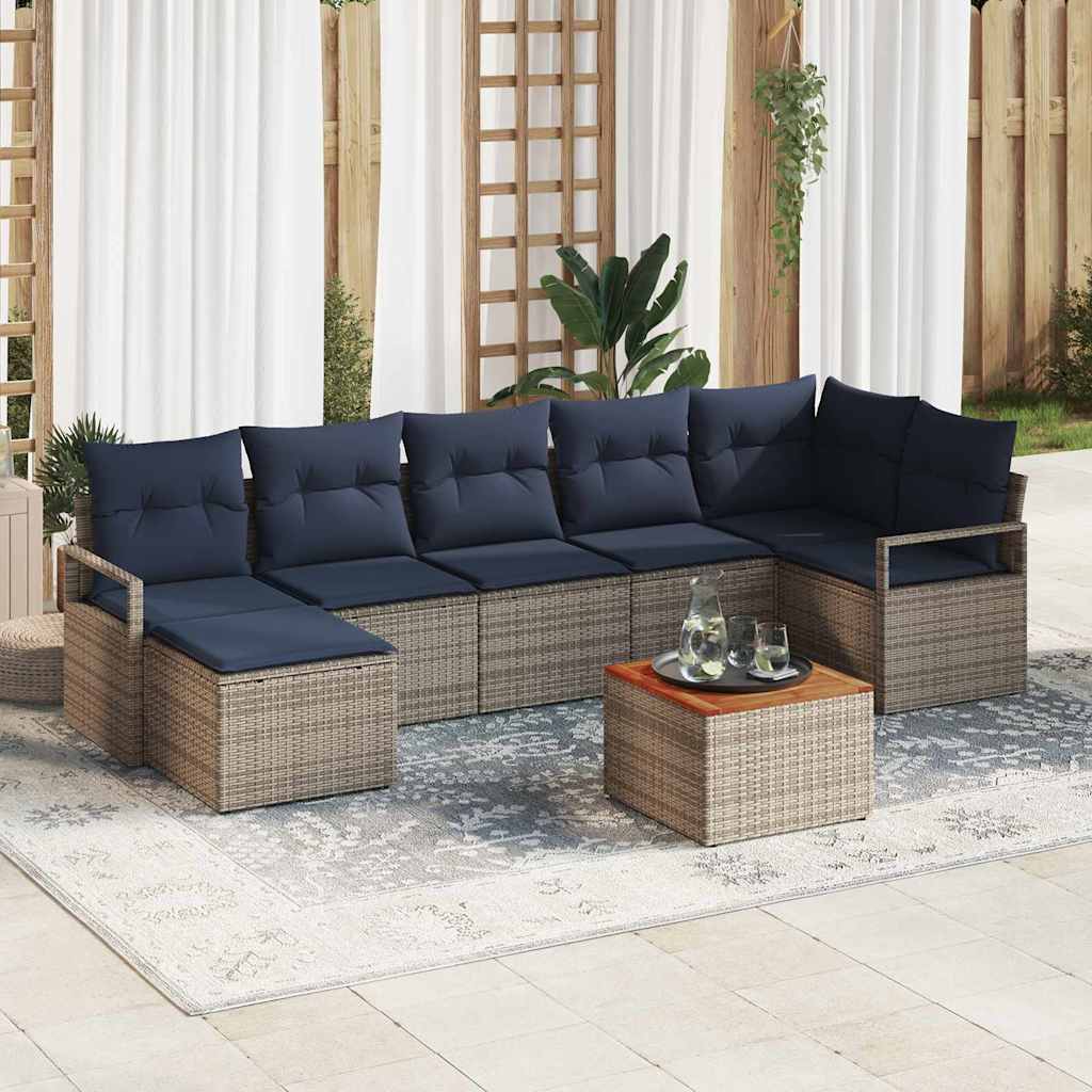 Gartensofa-set 8 stk. Grau Poly-Rattan