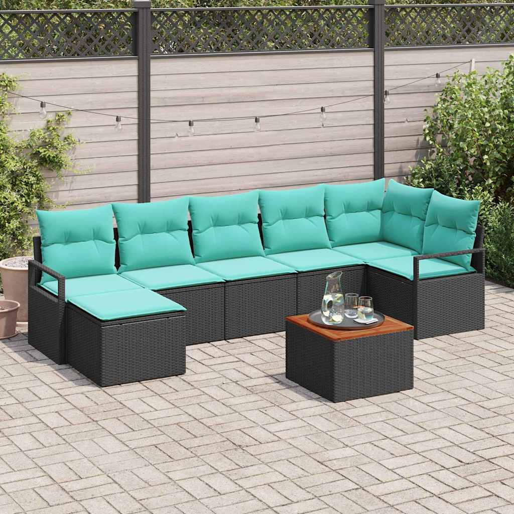 Gartensofa-set 8 stk. Schwarz Poly-Rattan