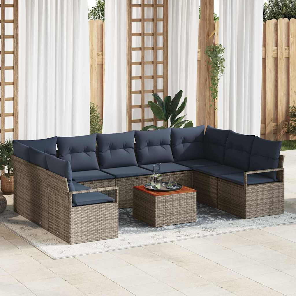 Gartensofa-set 10 stk. Grau Poly-Rattan