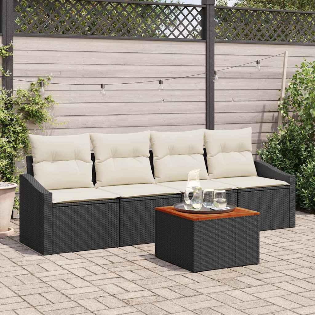 Gartensofa-set 5 stk. Schwarz Poly-Rattan