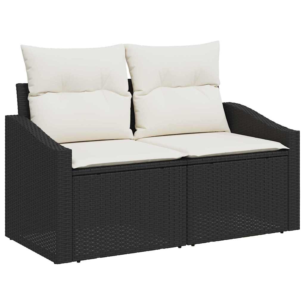 Gartensofa-set 7 stk. Schwarz Poly-Rattan