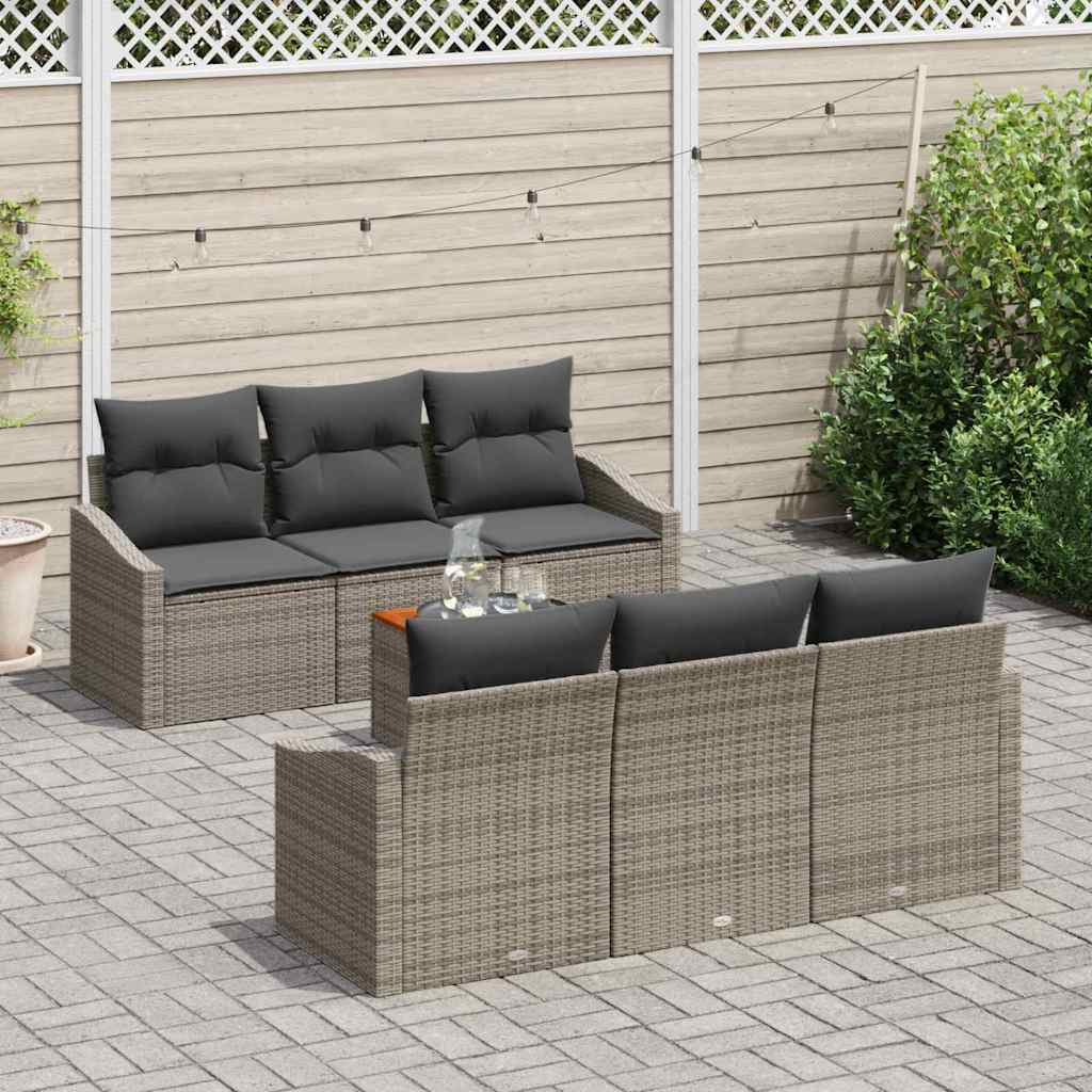 Gartensofa-set 7 stk. Grau Poly-Rattan