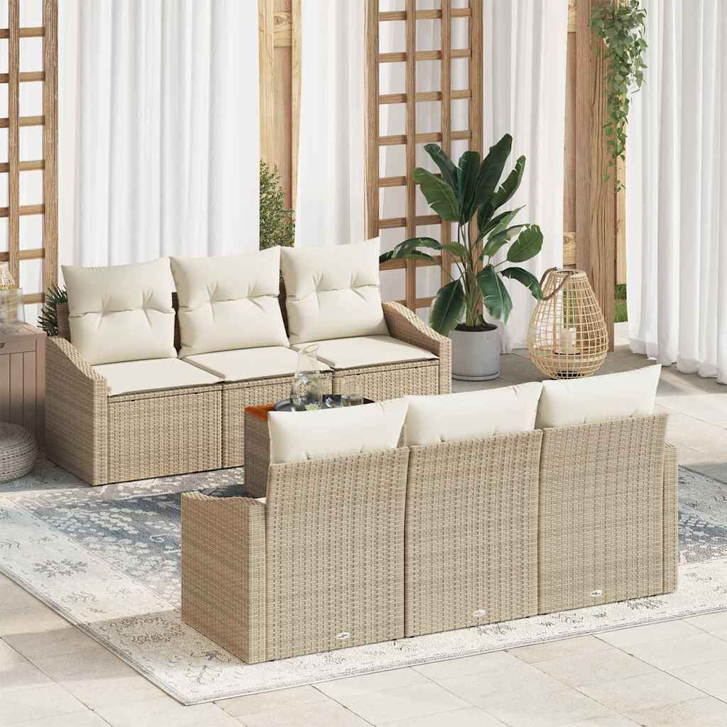 Gartensofa-set 7 stk. Beige Poly-Rattan