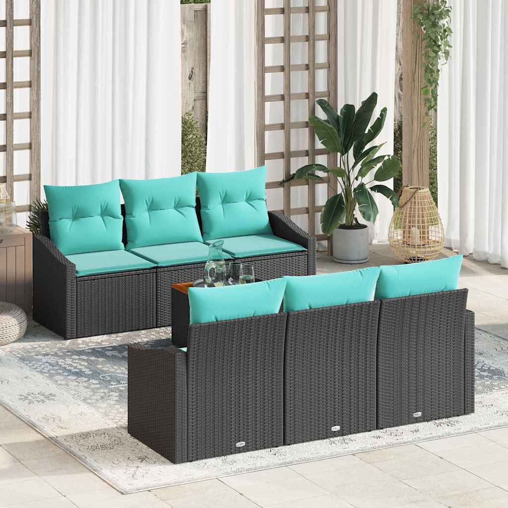 Gartensofa-set 7 stk. Schwarz Poly-Rattan