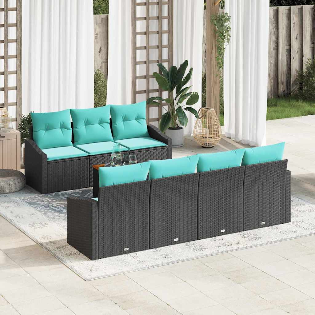 Gartensofa-set 8 stk. Schwarz Poly-Rattan