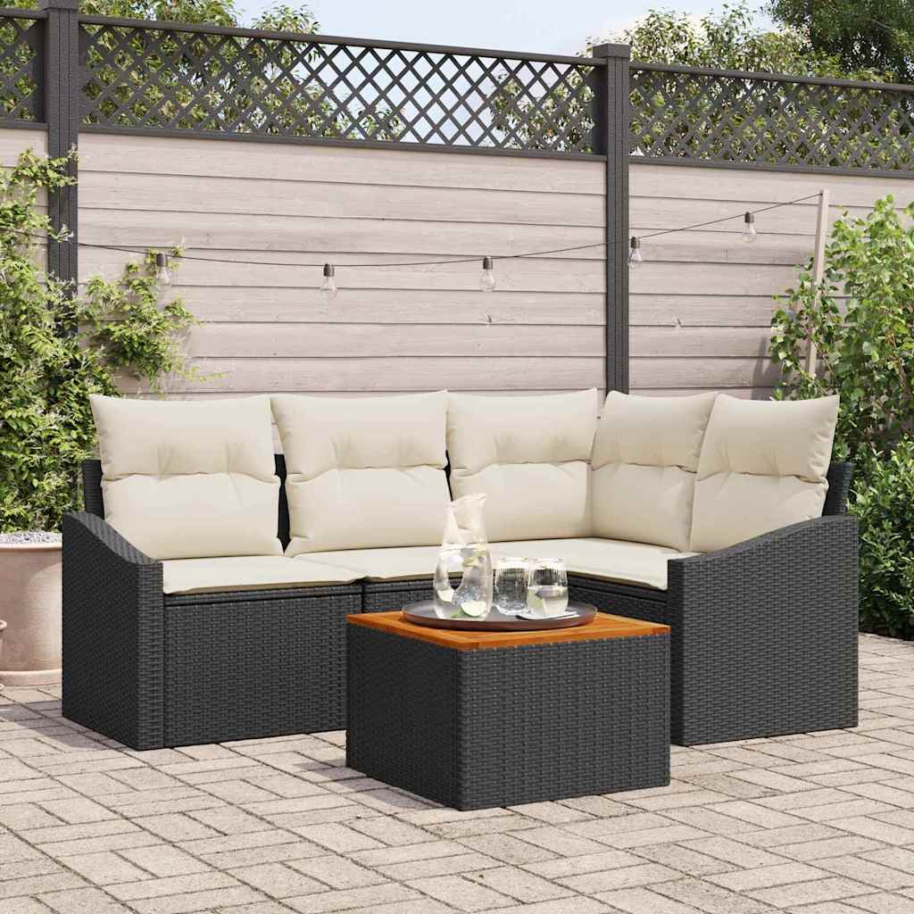Gartensofa-set 5 stk. Schwarz Poly-Rattan