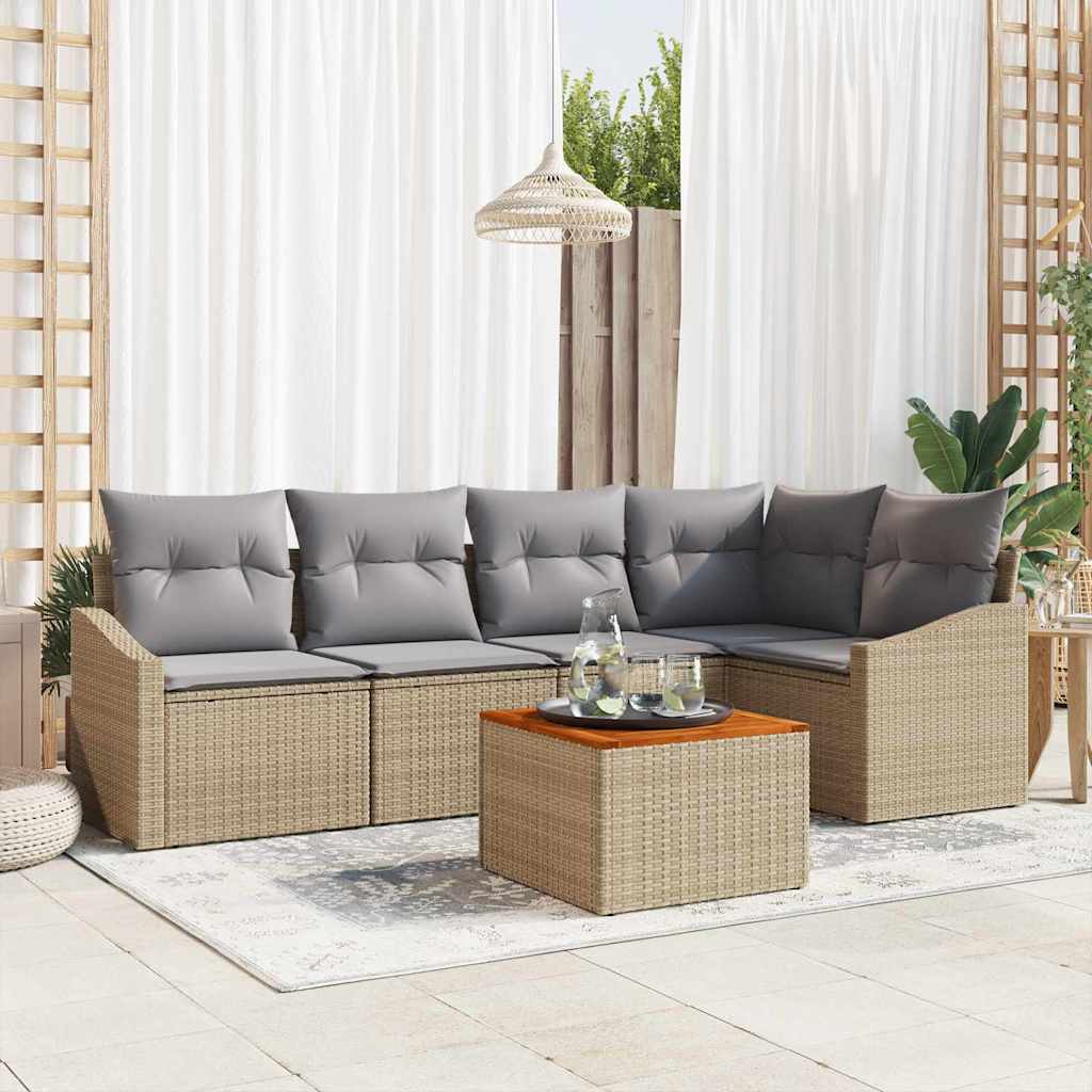 Gartensofa-set 6 stk. Beige Poly-Rattan