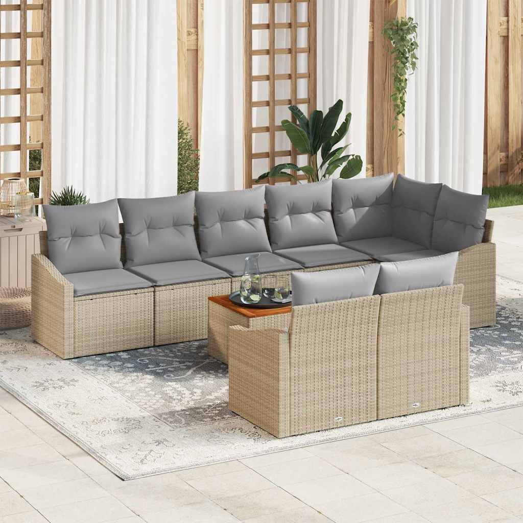 Gartensofa-set 9 stk. Beige Poly-Rattan