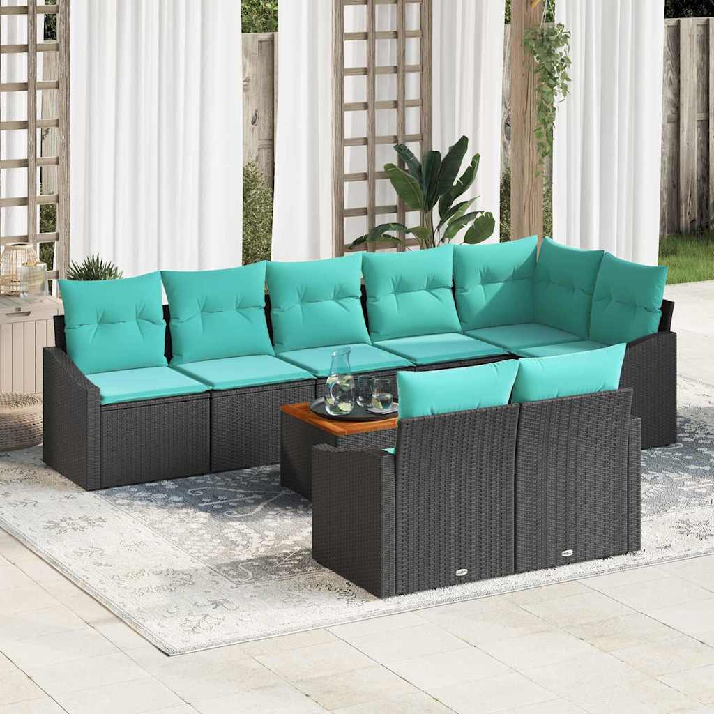 Gartensofa-set 9 stk. Schwarz Poly-Rattan