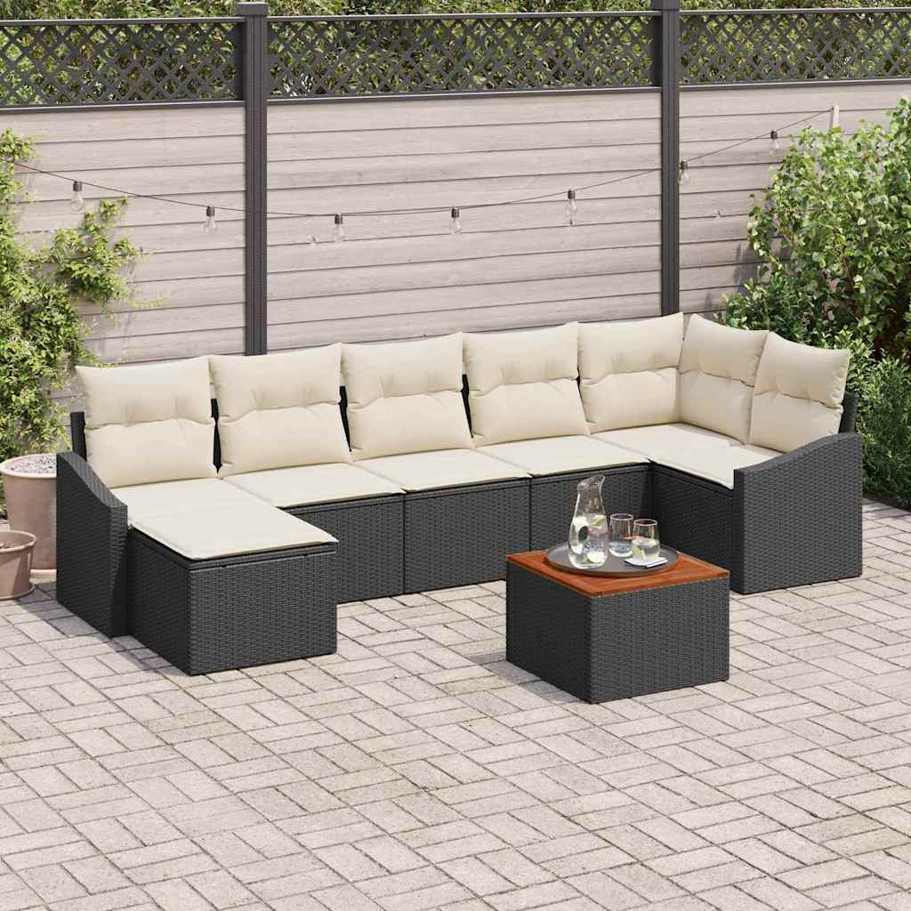 Gartensofa-set 8 stk. Schwarz Poly-Rattan