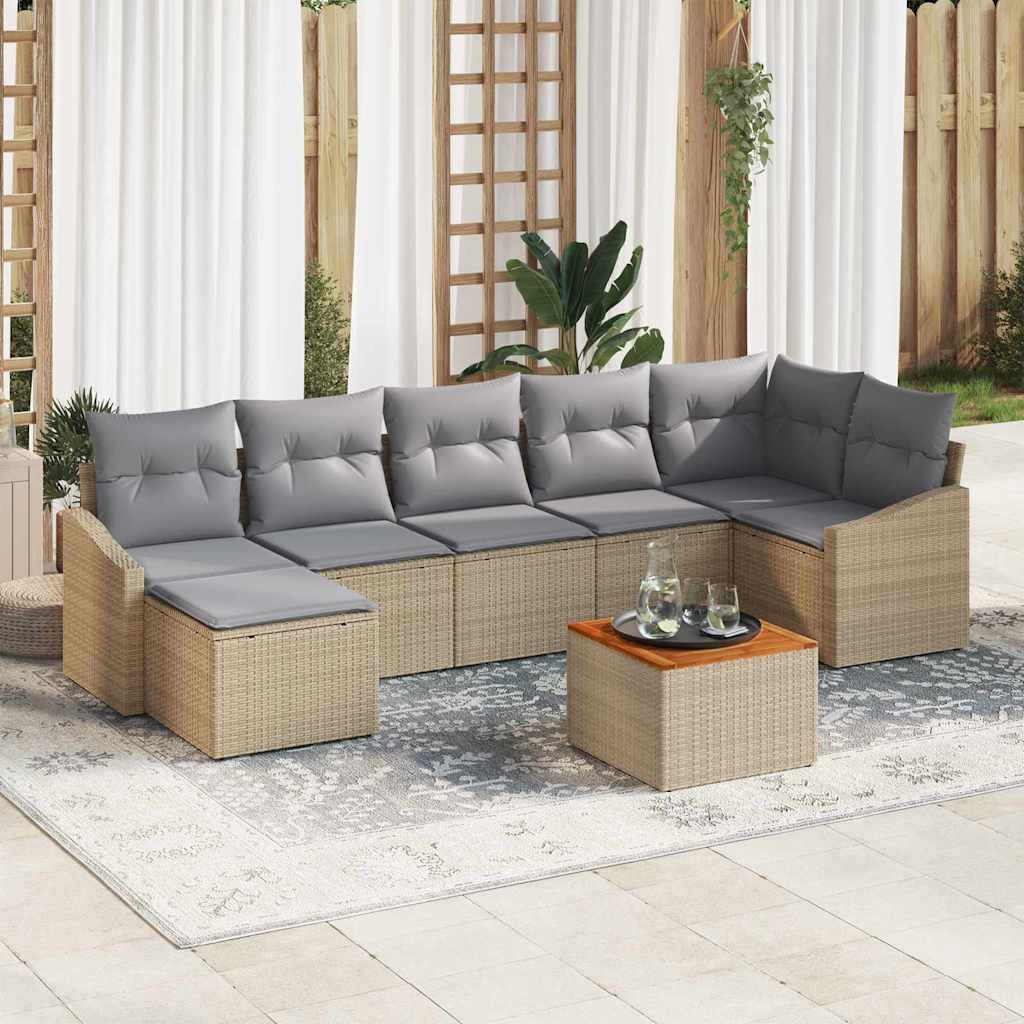 Gartensofa-set 8 stk. Beige Poly-Rattan
