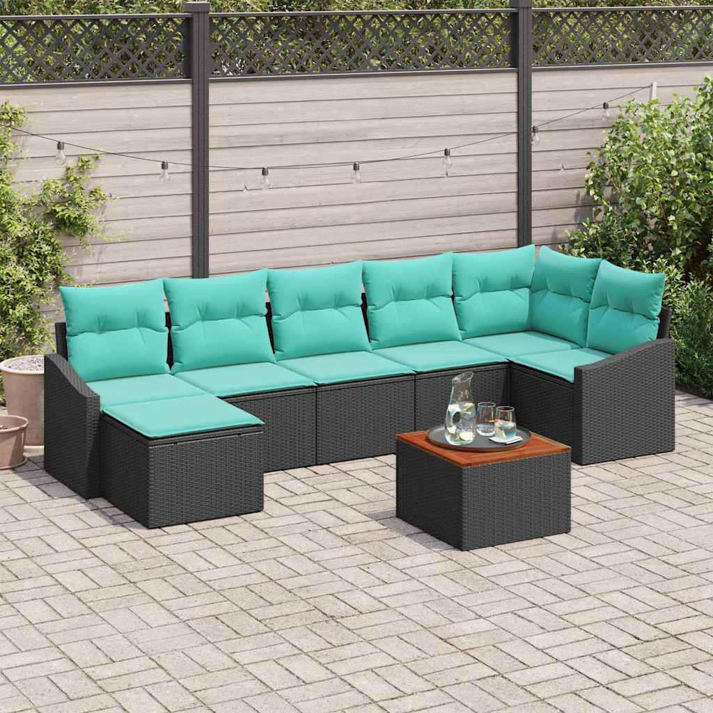 Gartensofa-set 8 stk. Schwarz Poly-Rattan