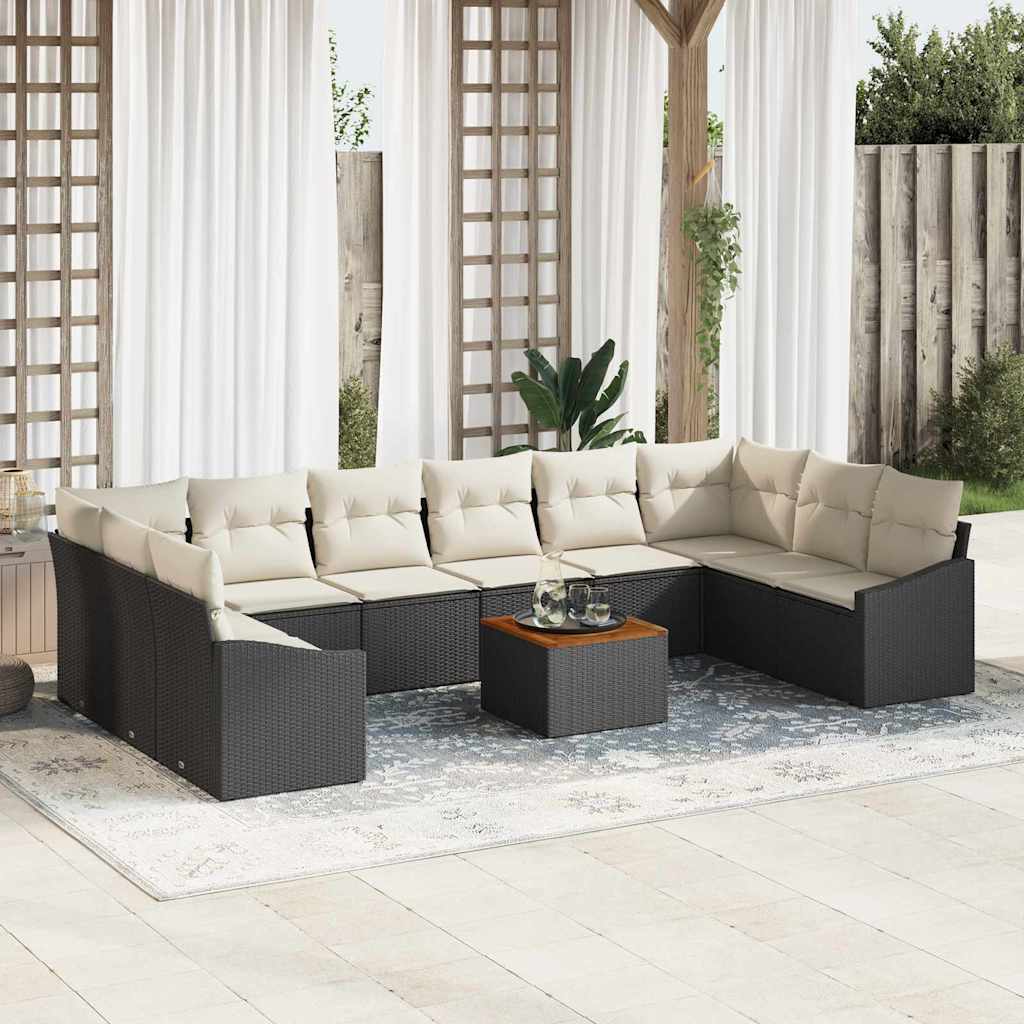 Gartensofa-set 11 stk. Schwarz Poly-Rattan