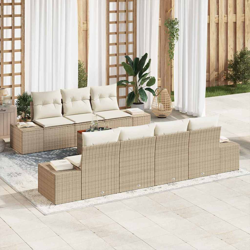 Gartensofa-set 8 stk. Beige Poly-Rattan