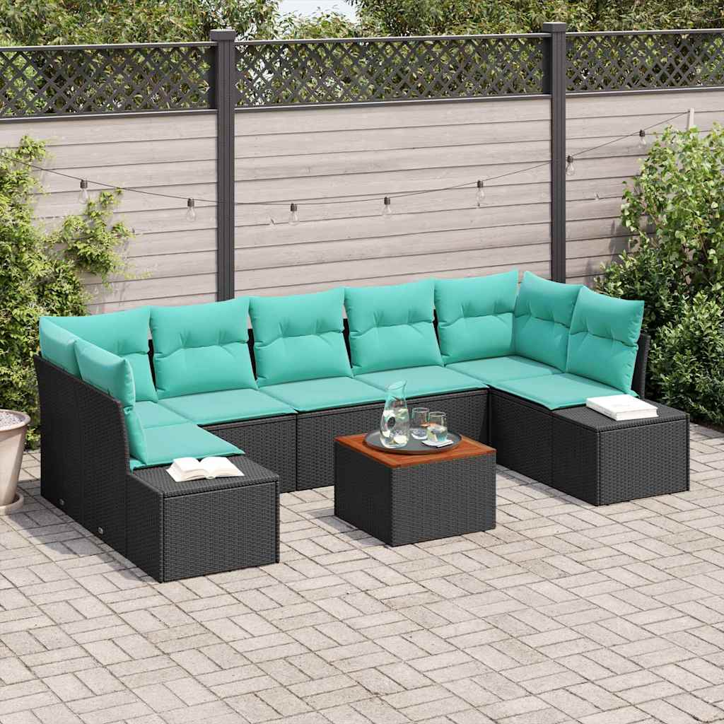 Gartensofa-set 8 stk. Schwarz Poly-Rattan