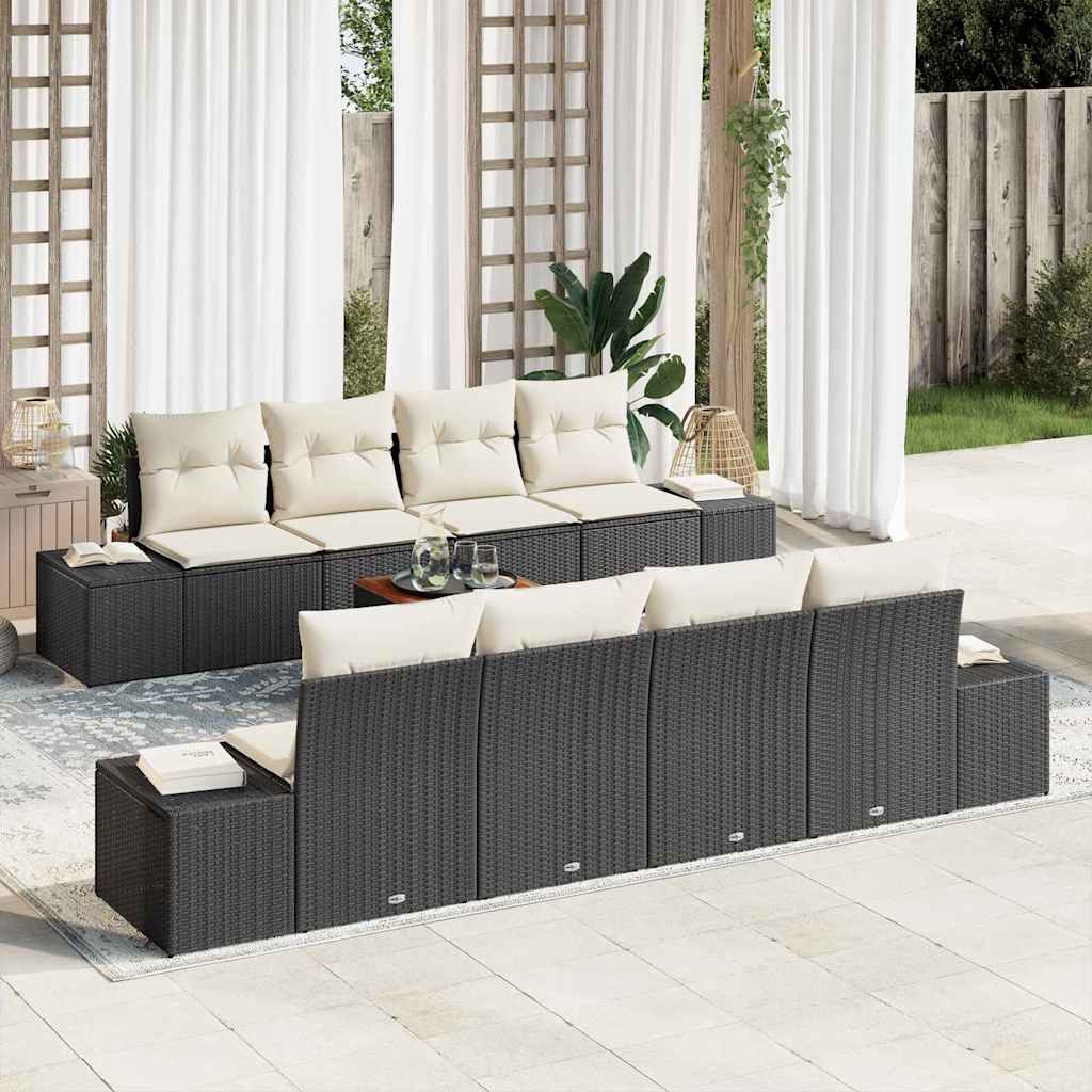 Gartensofa-set 9 stk. Schwarz Poly-Rattan