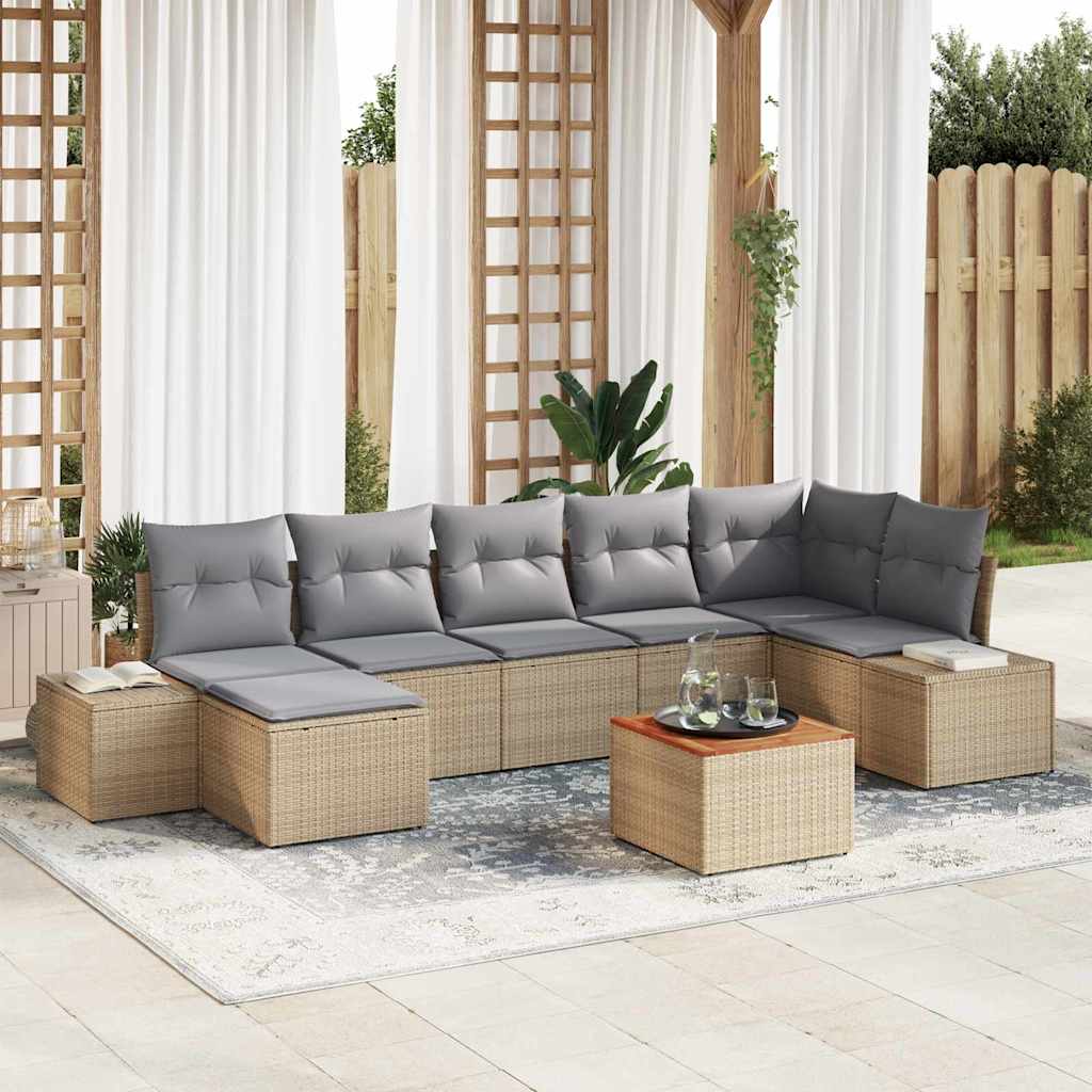 Gartensofa-set 8 stk. Beige Poly-Rattan