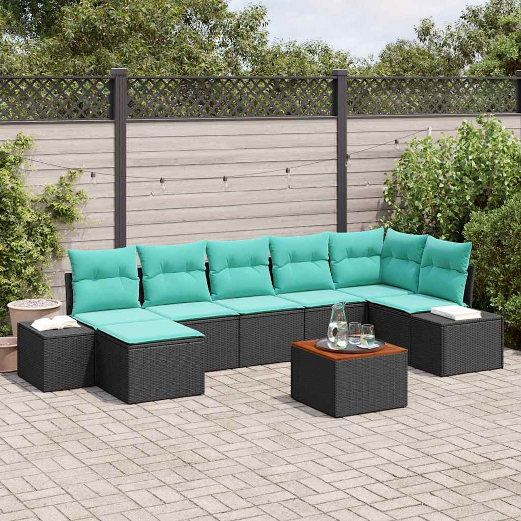 Gartensofa-set 8 stk. Schwarz Poly-Rattan