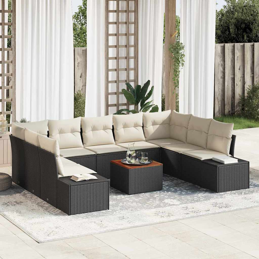 Gartensofa-set 10 stk. Schwarz Poly-Rattan