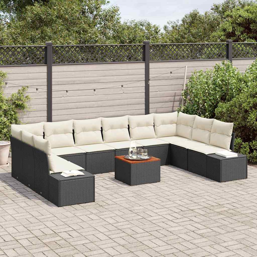 Gartensofa-set 11 stk. Schwarz Poly-Rattan