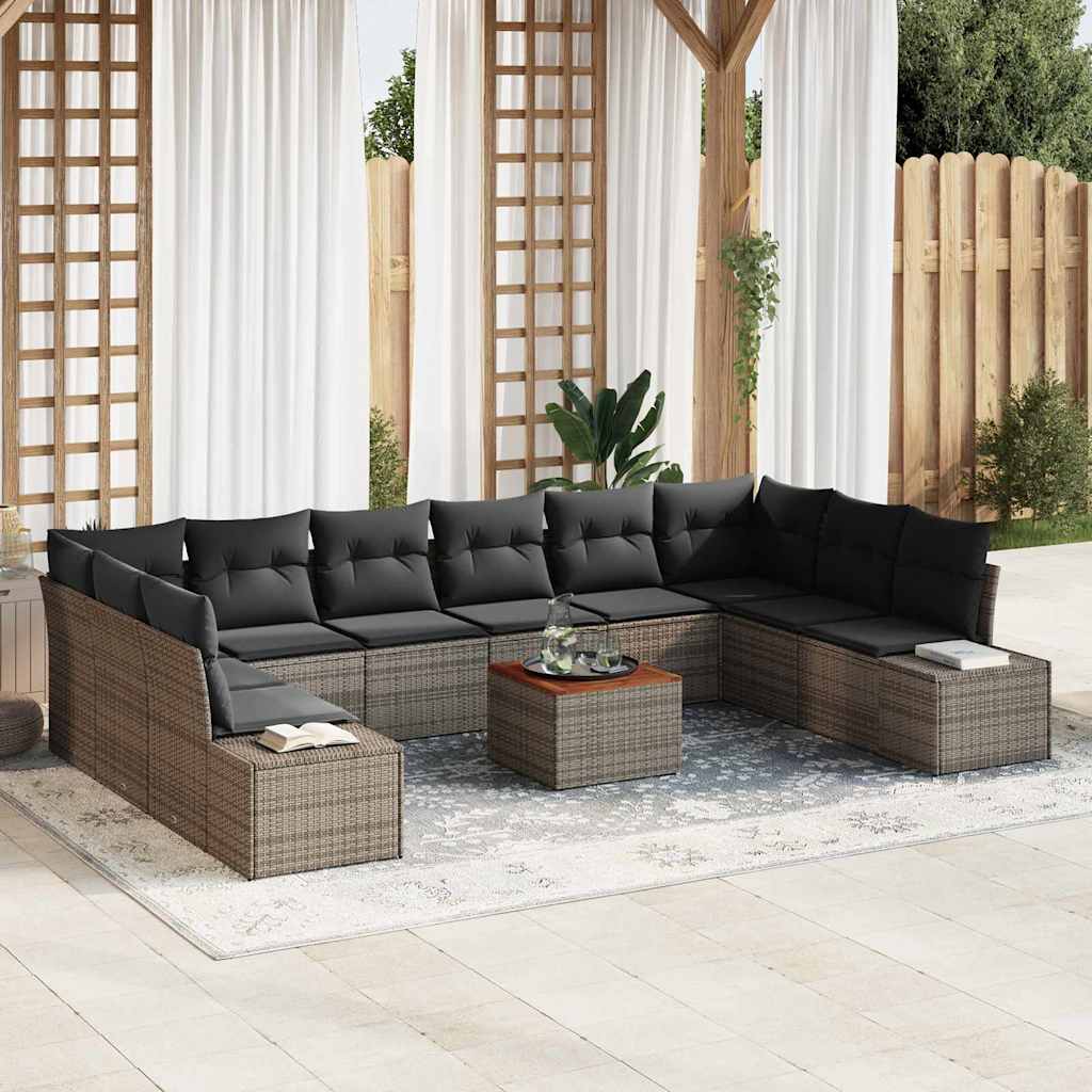 Gartensofa-set 11 stk. Grau Poly-Rattan