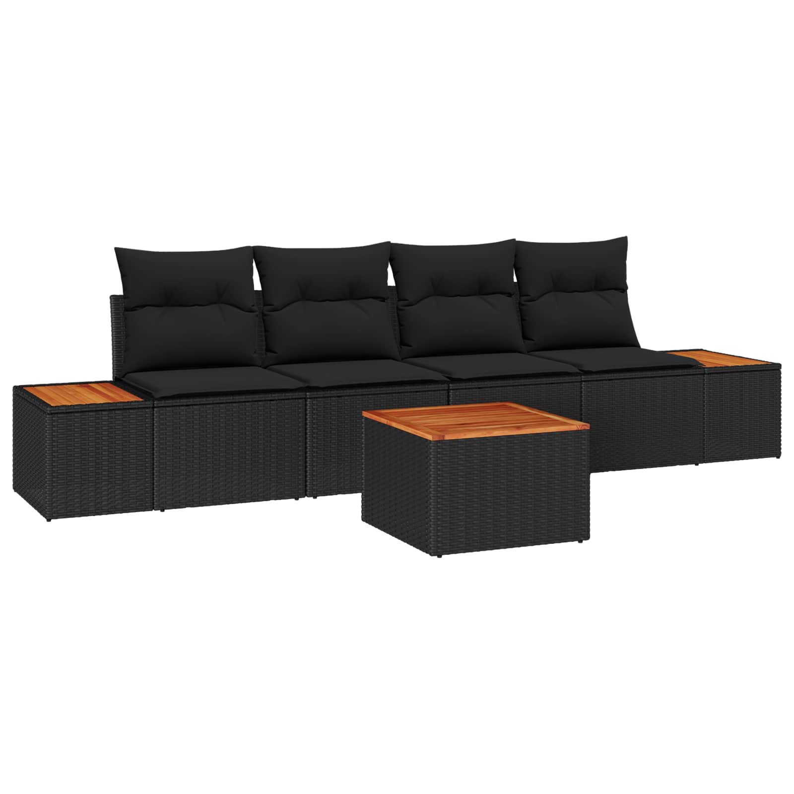 Gartensofa-set 5 stk. Schwarz Poly Rattan
