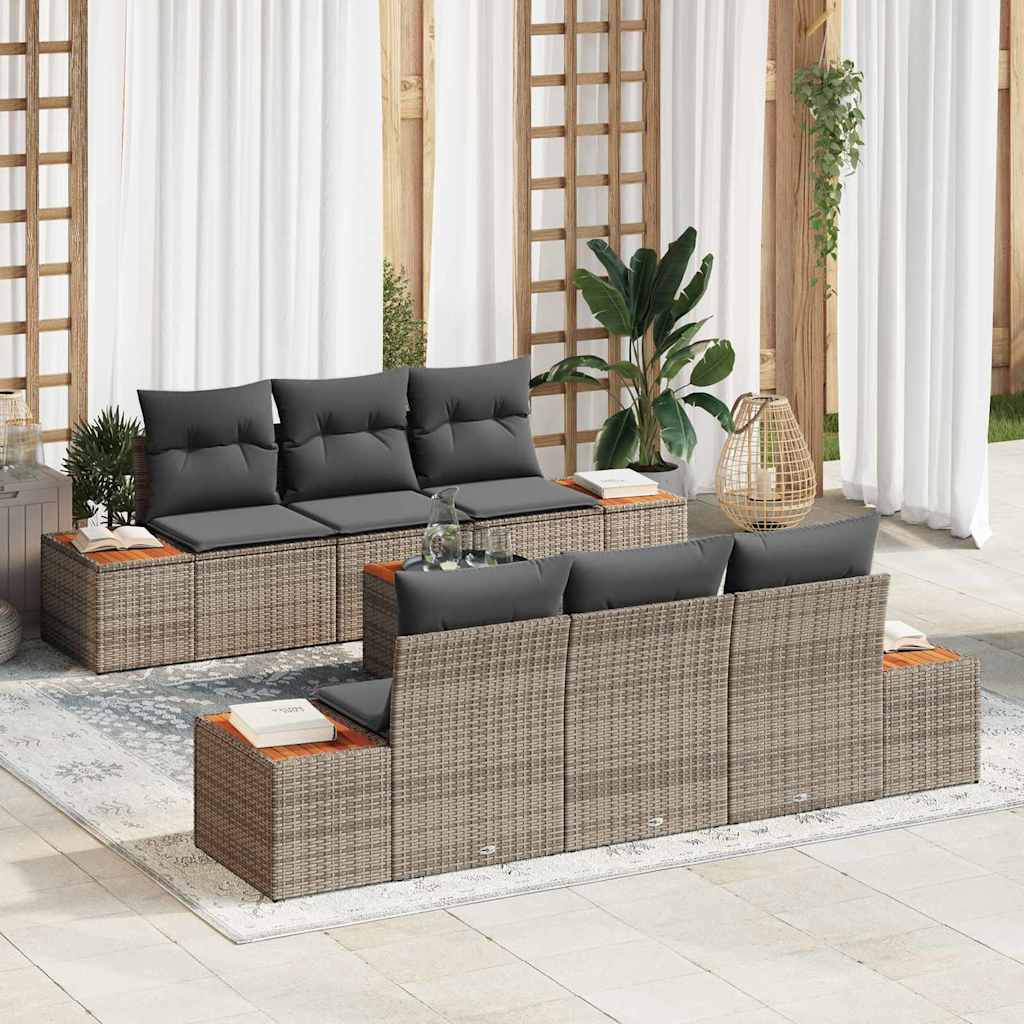Gartensofa-set 7 stk. Grau Poly Rattan