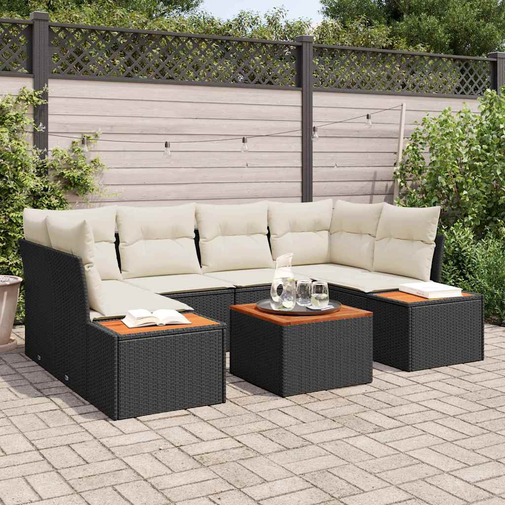 Gartensofa-set 6 stk. Schwarz Poly Rattan