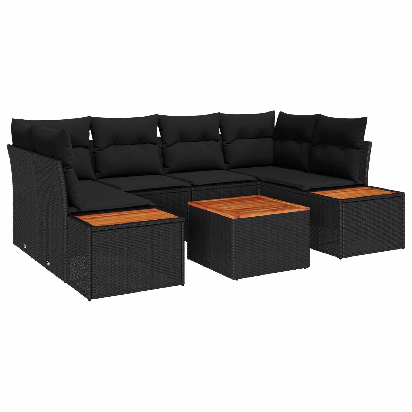 Gartensofa-set 6 stk. Schwarz Poly Rattan