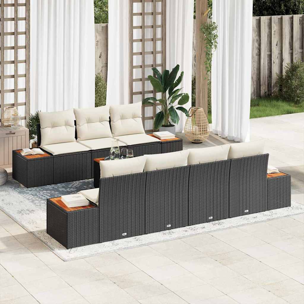 Gartensofa-set 8 stk. Schwarz Poly Rattan