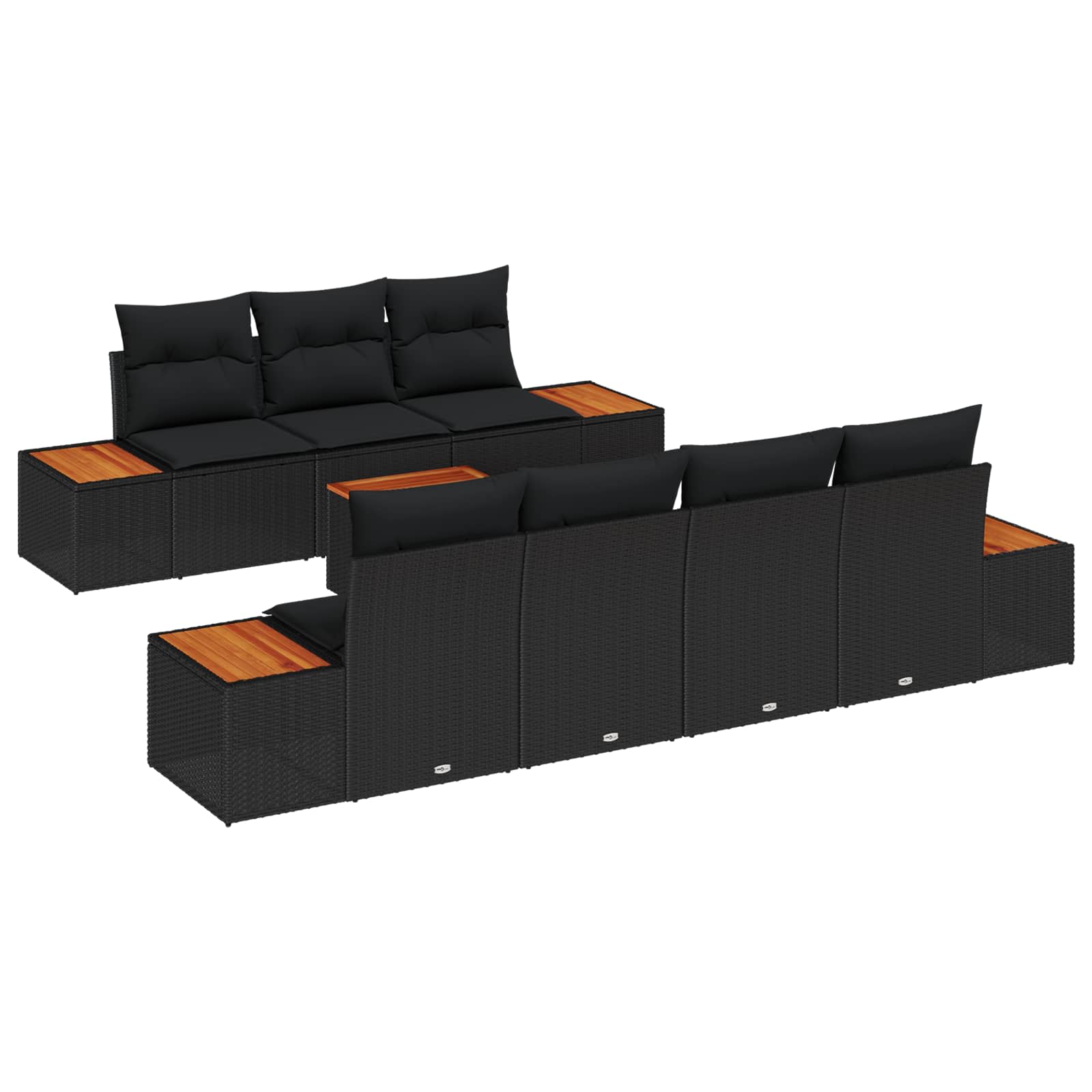 Gartensofa-set 8 stk. Schwarz Poly Rattan