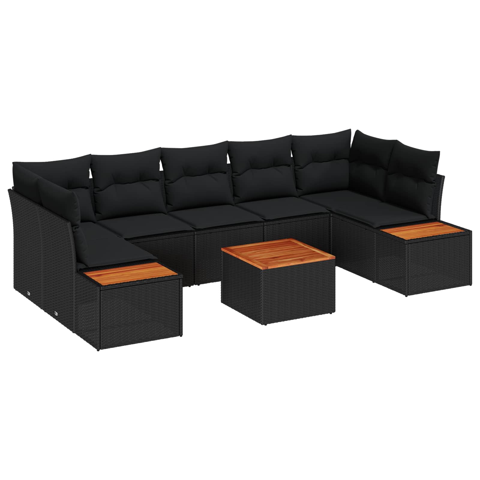 Gartensofa-set 8 stk. Schwarz Poly Rattan