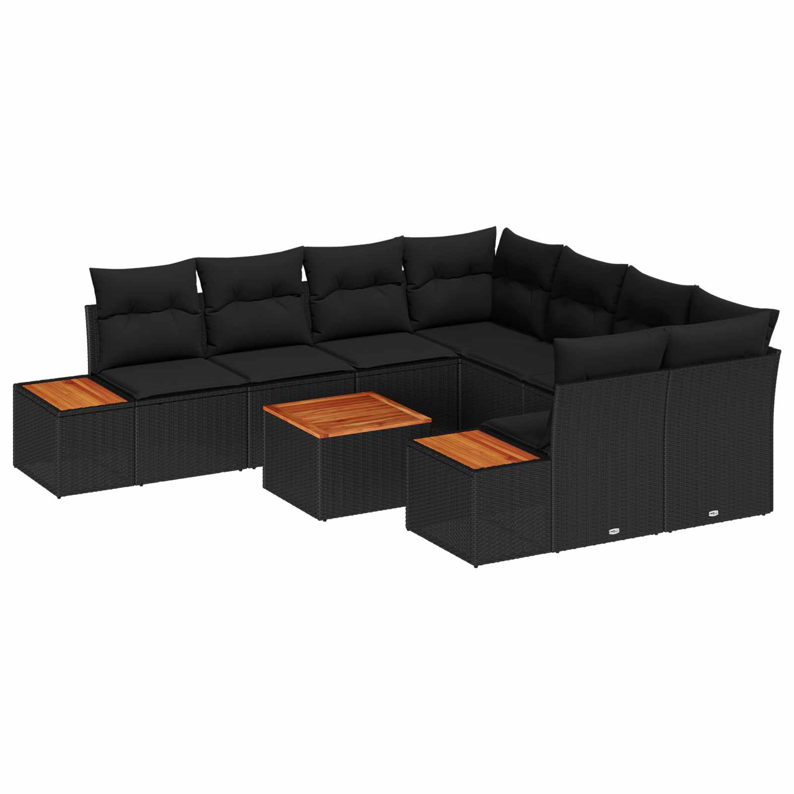 Gartensofa-set 9 stk. Schwarz Poly Rattan