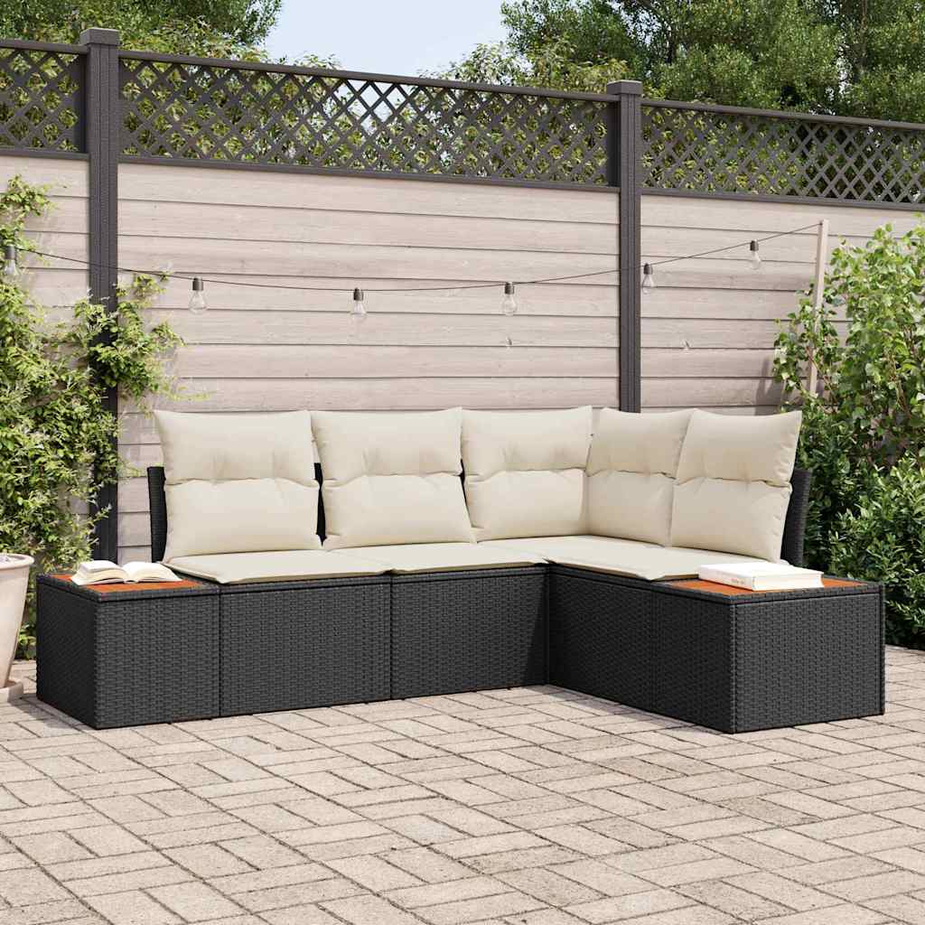 Gartensofa-set 5 stk. Schwarz Poly Rattan