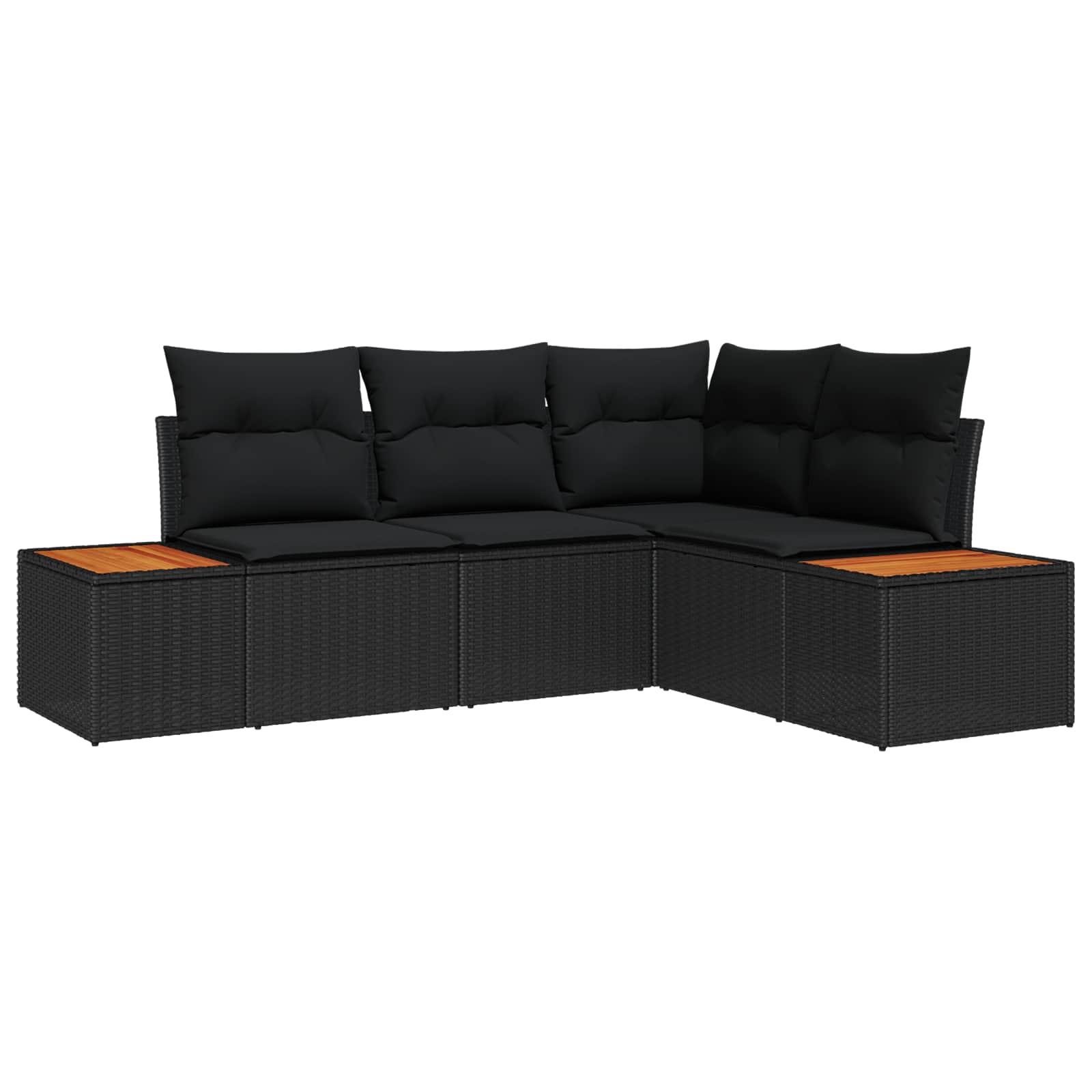 Gartensofa-set 5 stk. Schwarz Poly Rattan