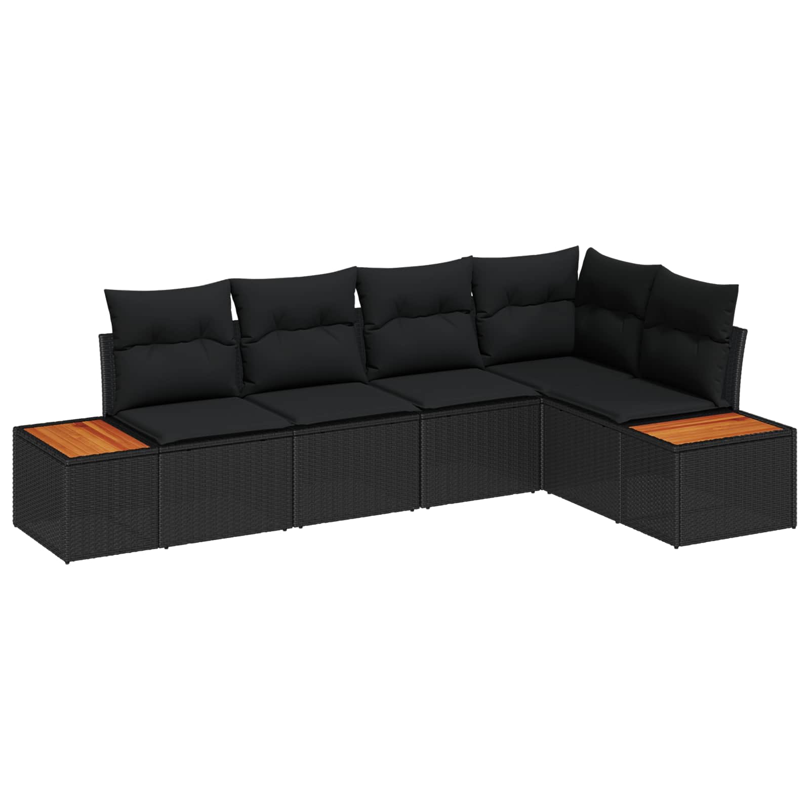 Gartensofa-set 5 stk. Schwarz Poly Rattan