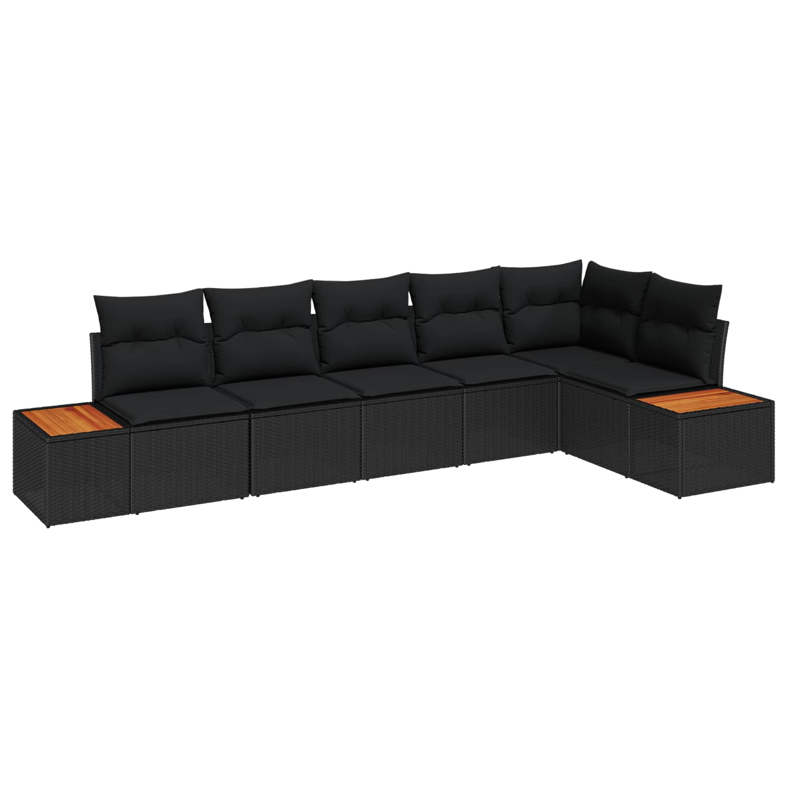 Gartensofa-set 6 stk. Schwarz Poly Rattan