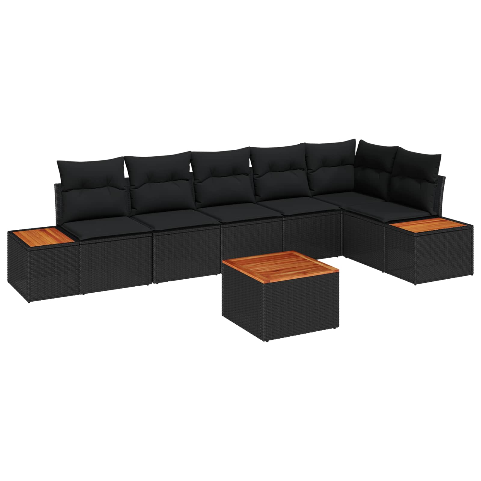 Gartensofa-set 7 stk. Schwarz Poly Rattan