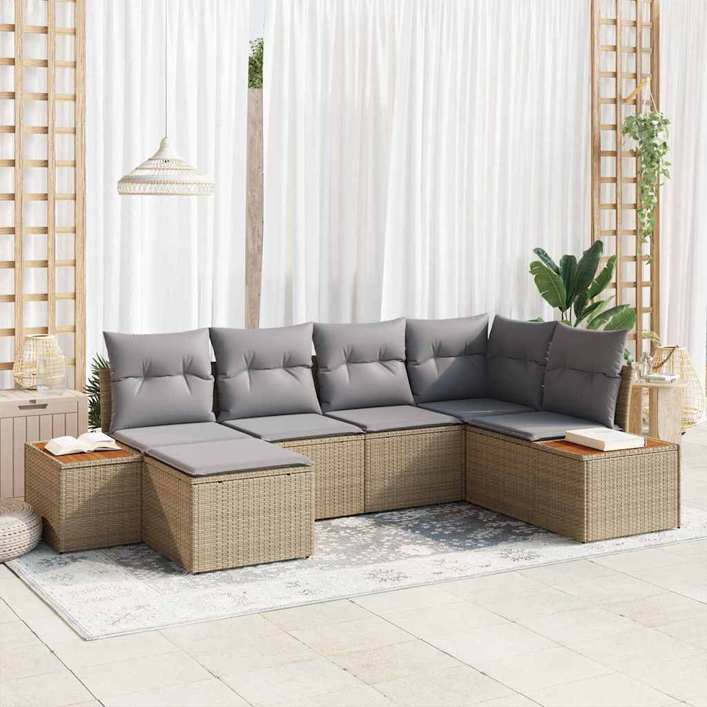 Gartensofa-set 6 stk. Beige Poly-Rattan