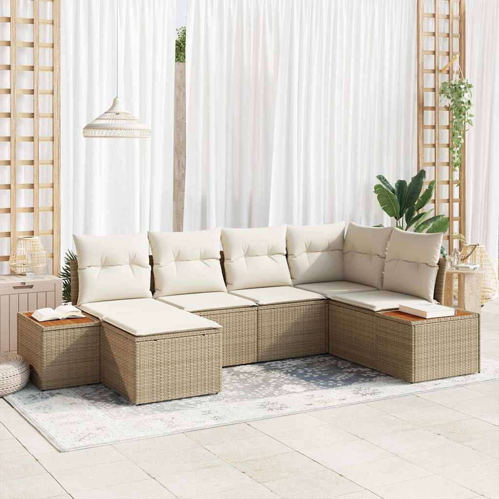 Gartensofa-set 6 stk. Beige Poly-Rattan