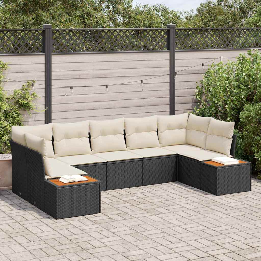 Gartensofa-set 7 stk. Schwarz Poly-Rattan