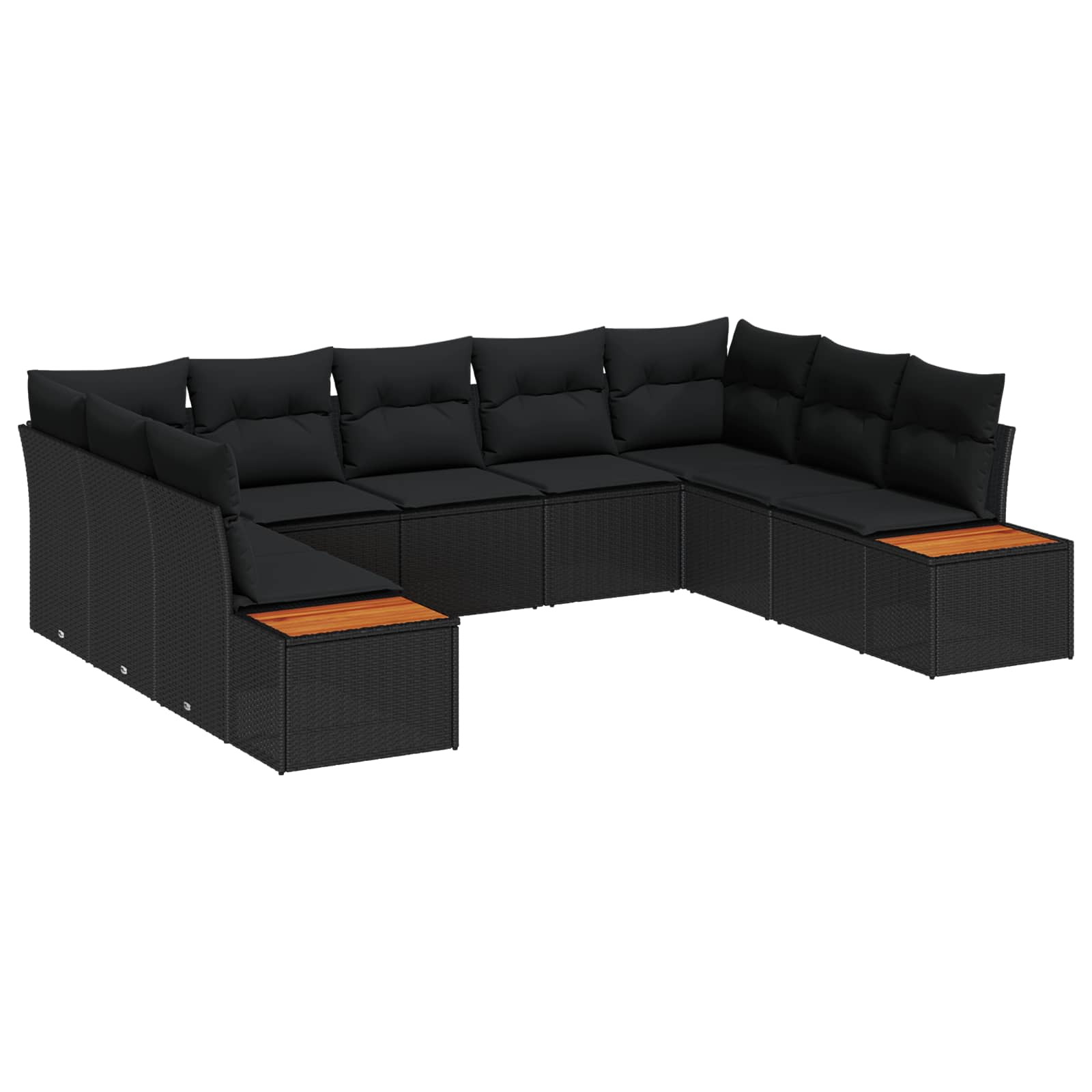Gartensofa-set 9 stk. Schwarz Poly Rattan